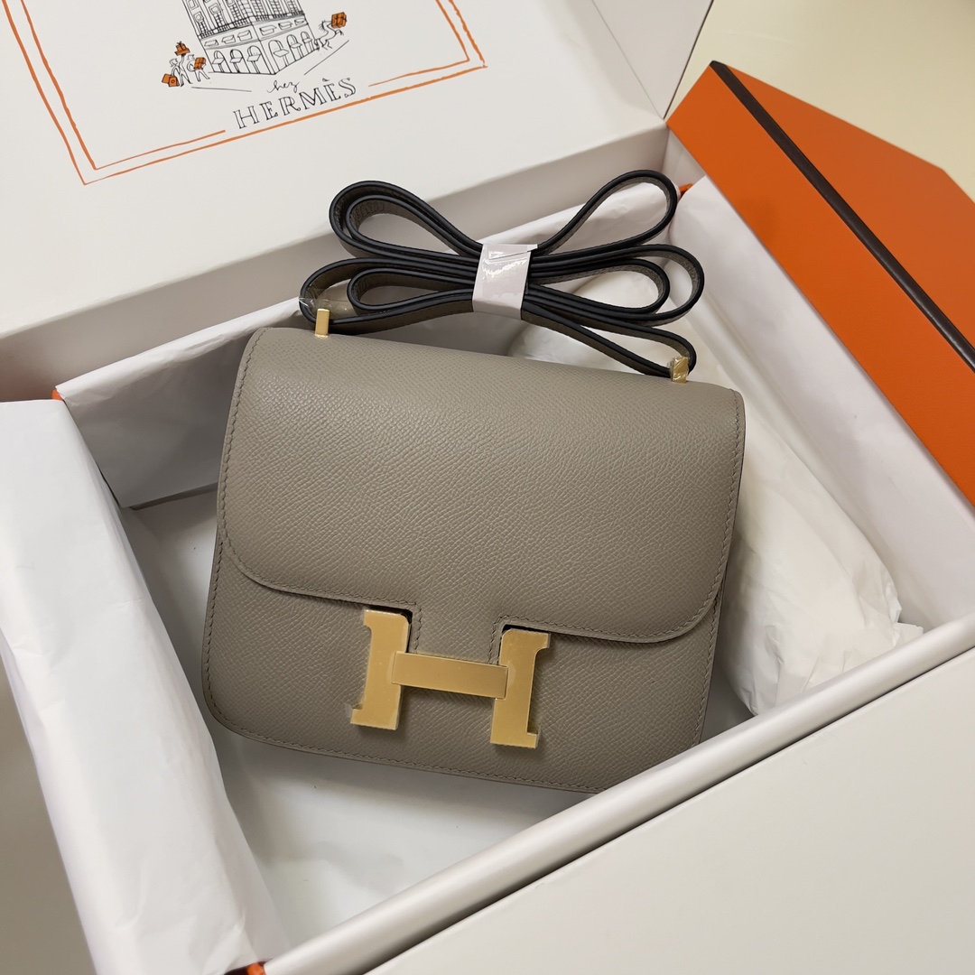 Hermes Constance 18 Mini Shoulder Bag In Gris Asphalte Epsom Leather